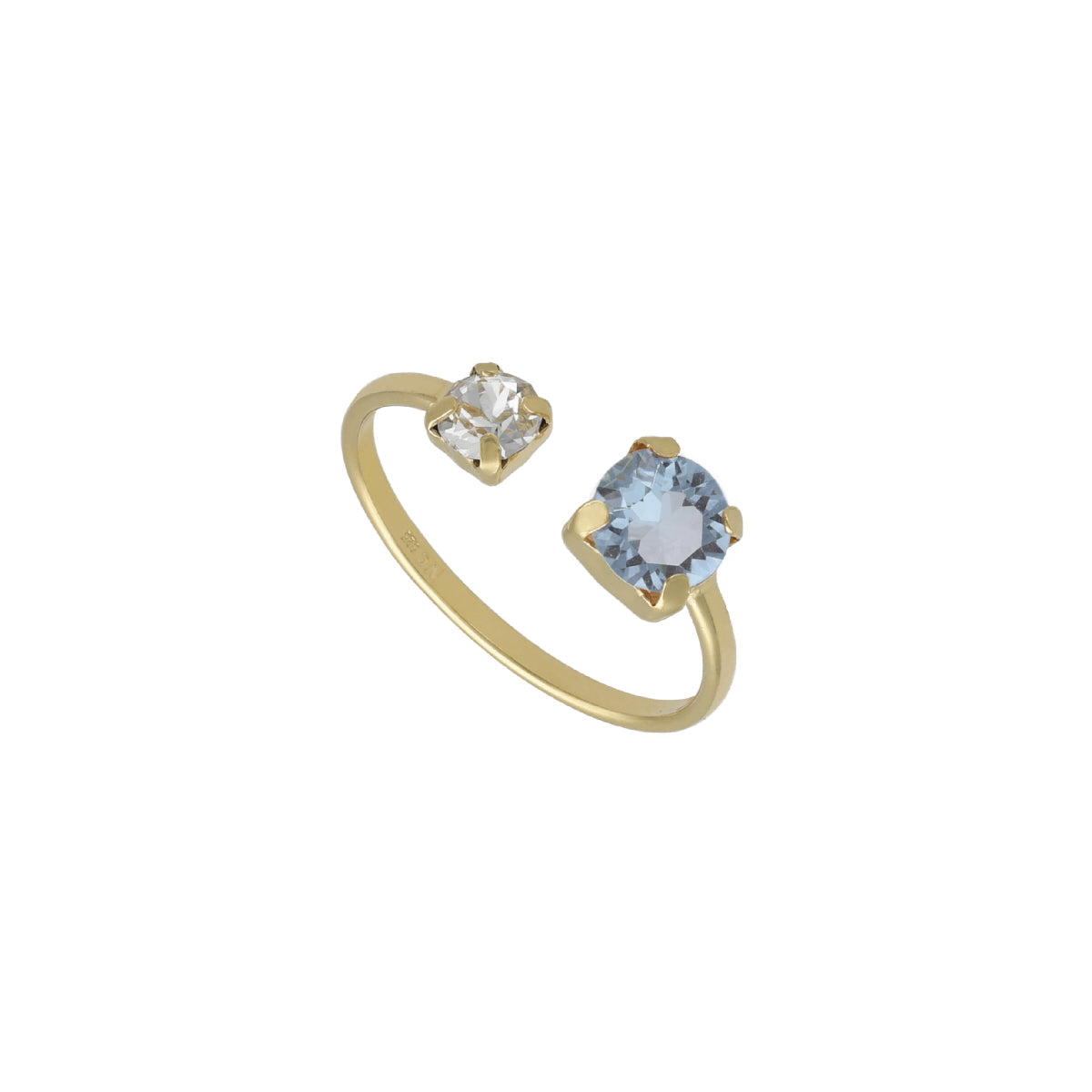 Anillo abierto Aguamarina de Jasmine bañado en Oro