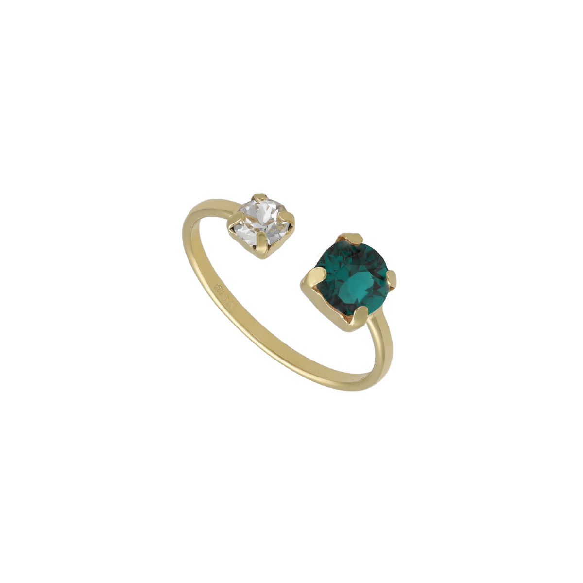 Anillo abierto Esmeralda de Jasmine bañado en Oro