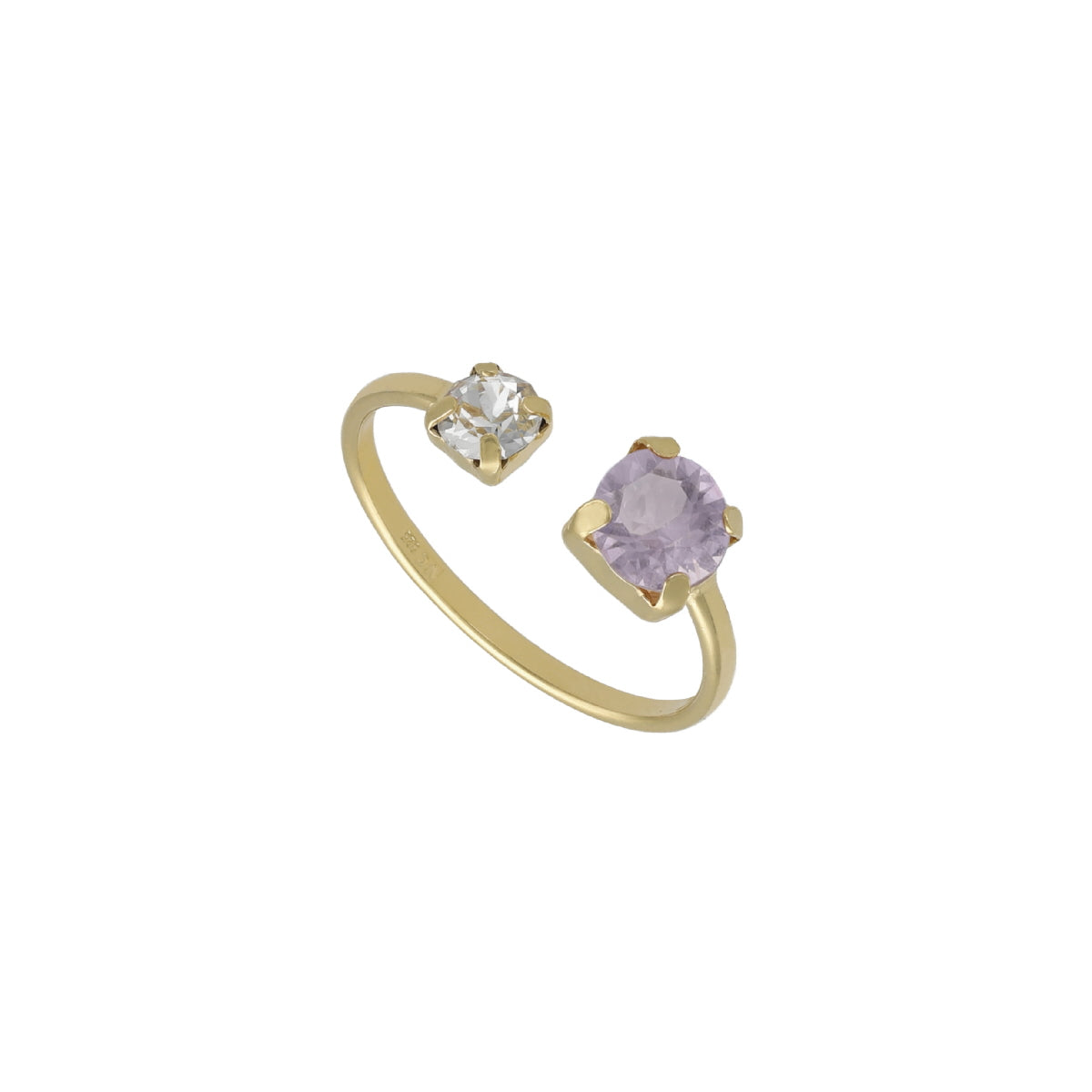 Anillo abierto violet de Jasmine bañado en Oro