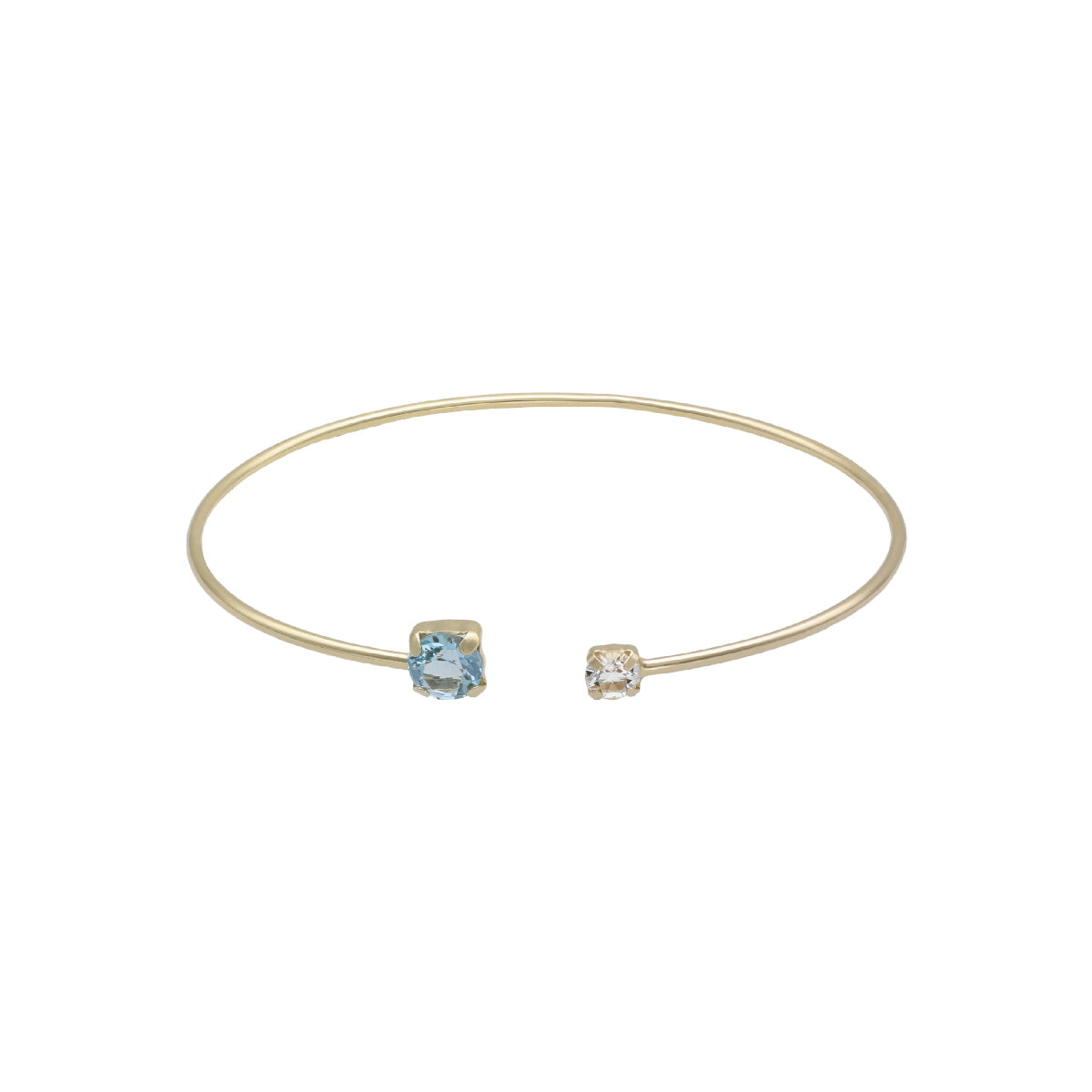 Pulsera caña aguamarina de Jasmine bañada en Oro