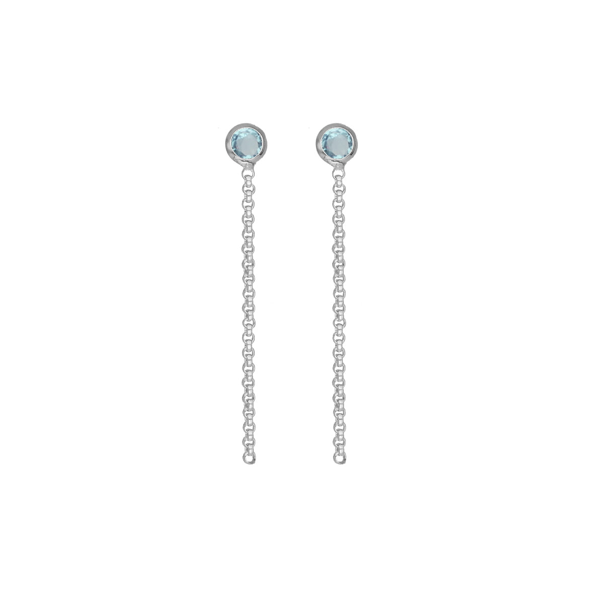Par de Aros cadena aquamarine de Lis de Plata