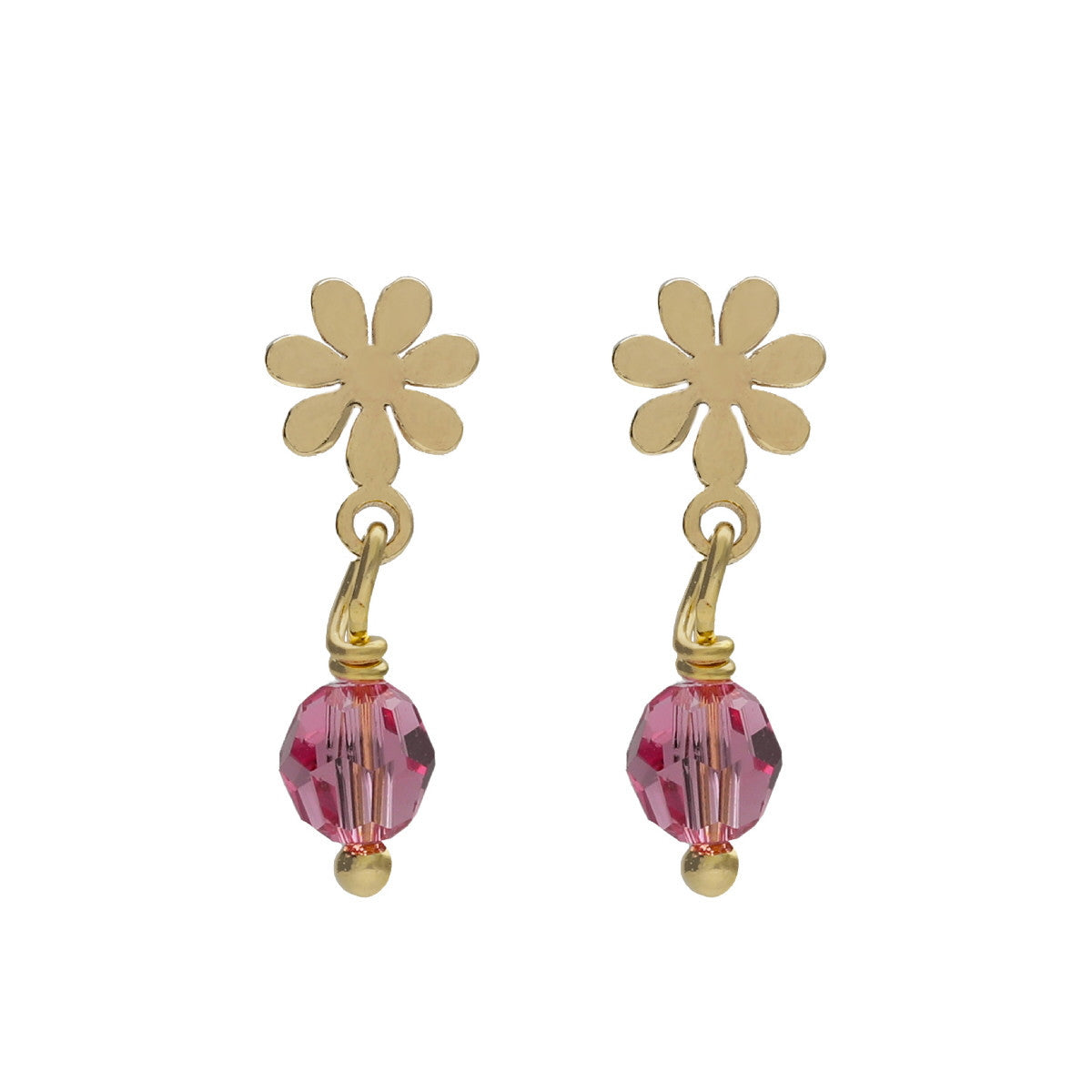 Par de aros Flor Fuchsia Alice Oro