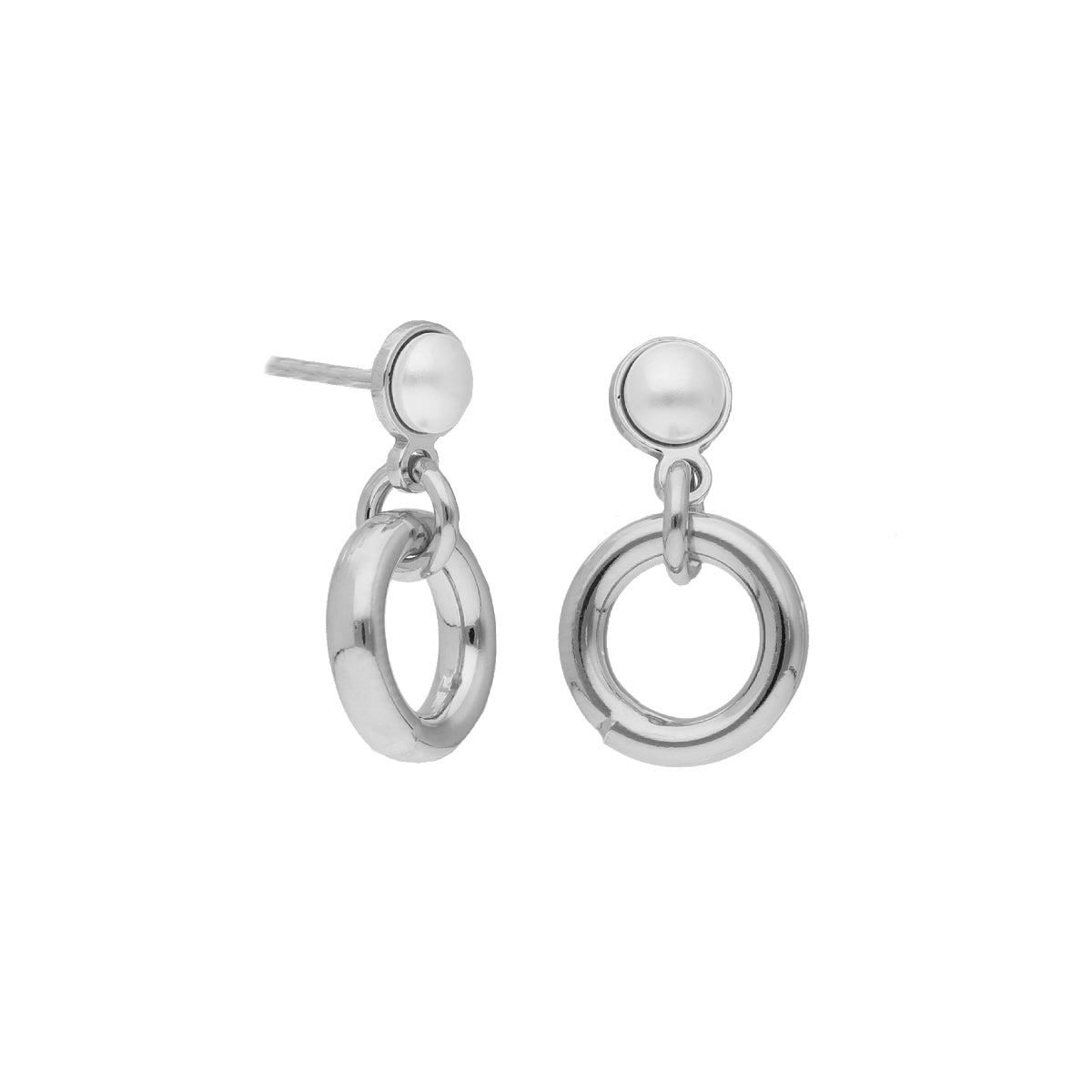 Par de Aros Círculo Perla Zahara Plata