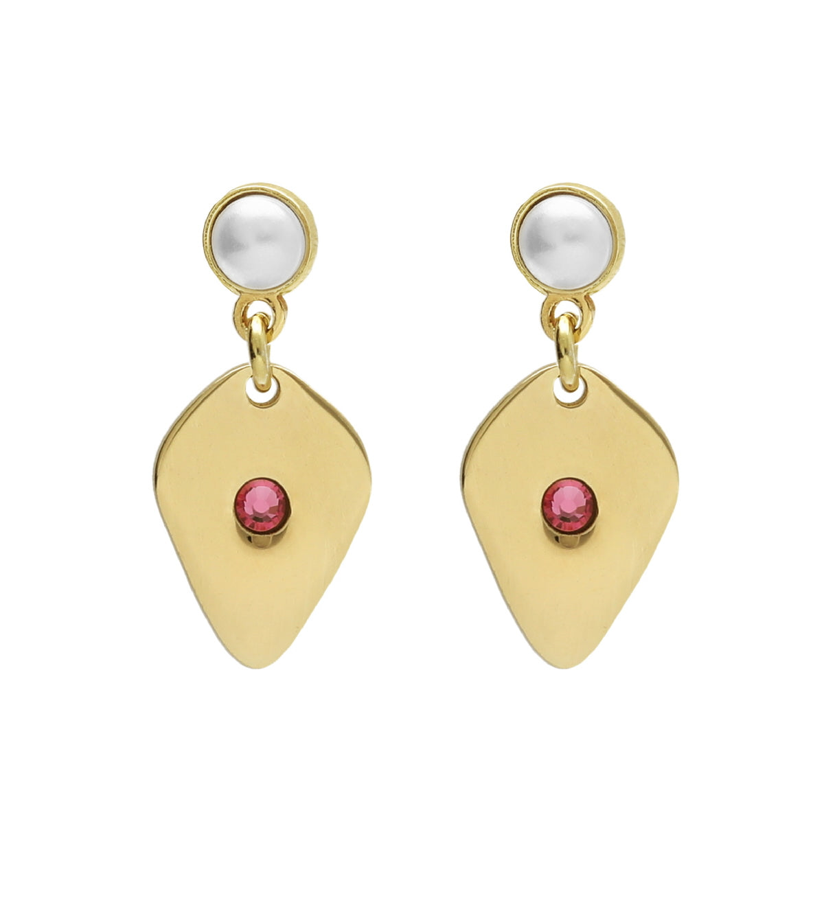 Par de Aros forma irregular rose de Greta bañados en oro