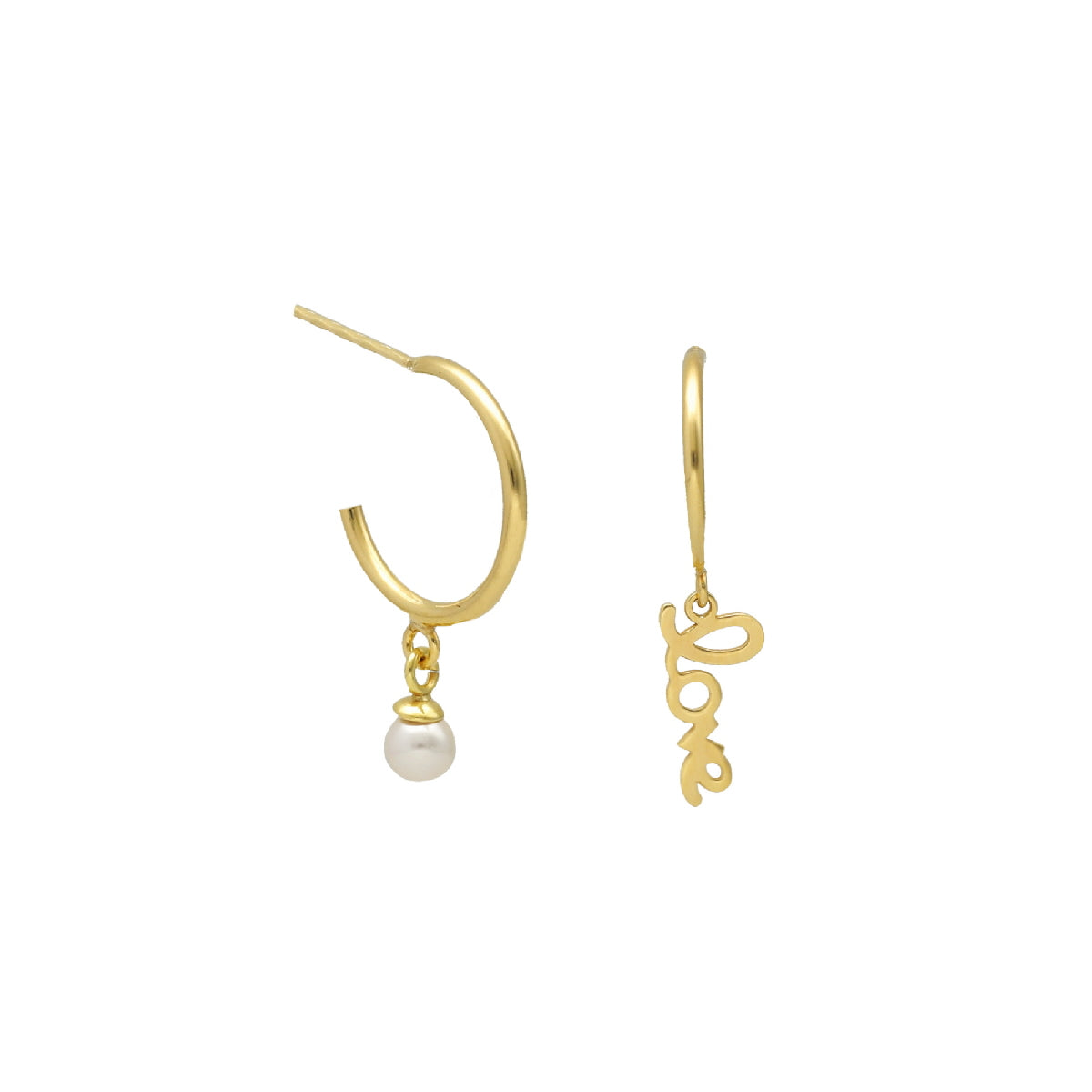 Par de Aros love perla de Me Enamora bañados en Oro