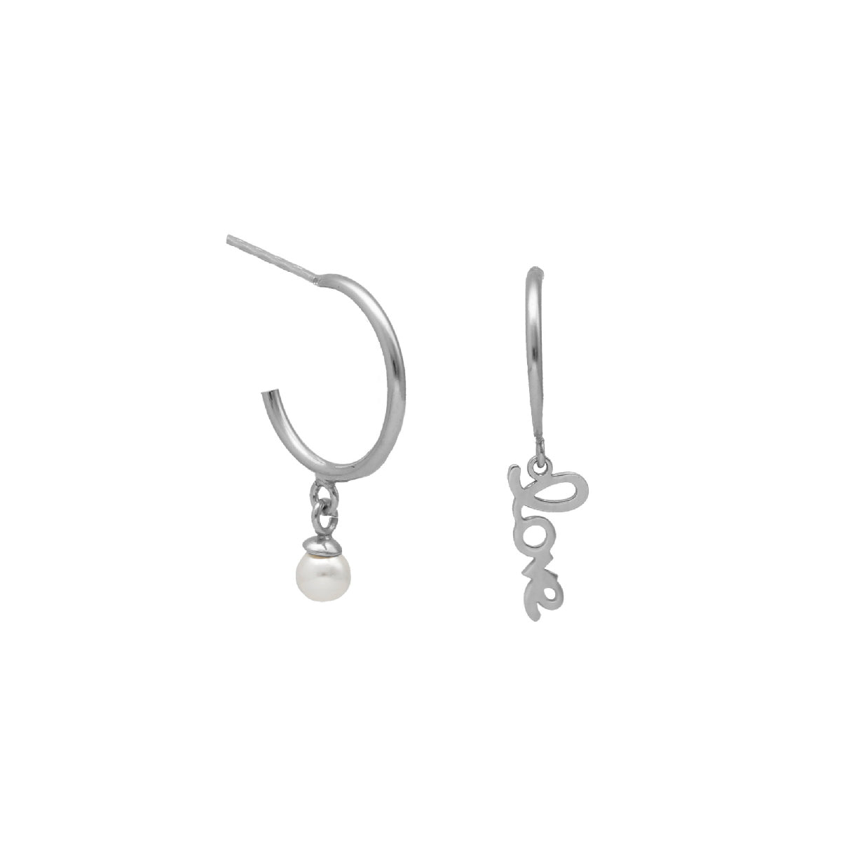 Par de Aros love perla de Me Enamora de Plata