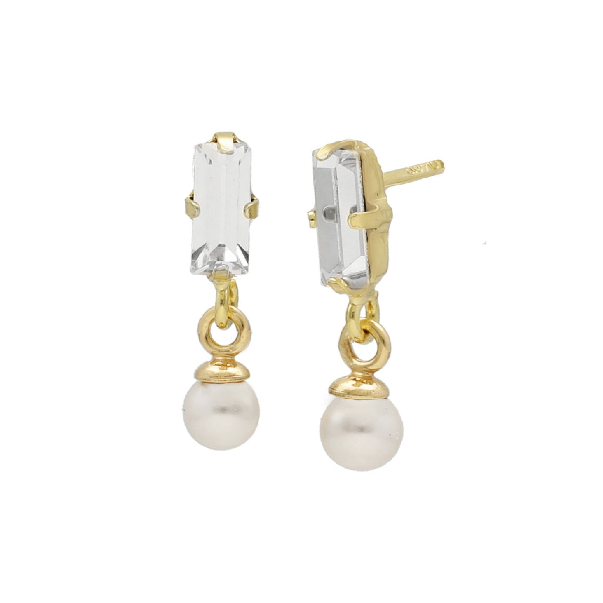 Par de Aros Perla Crystal Charlotte Oro