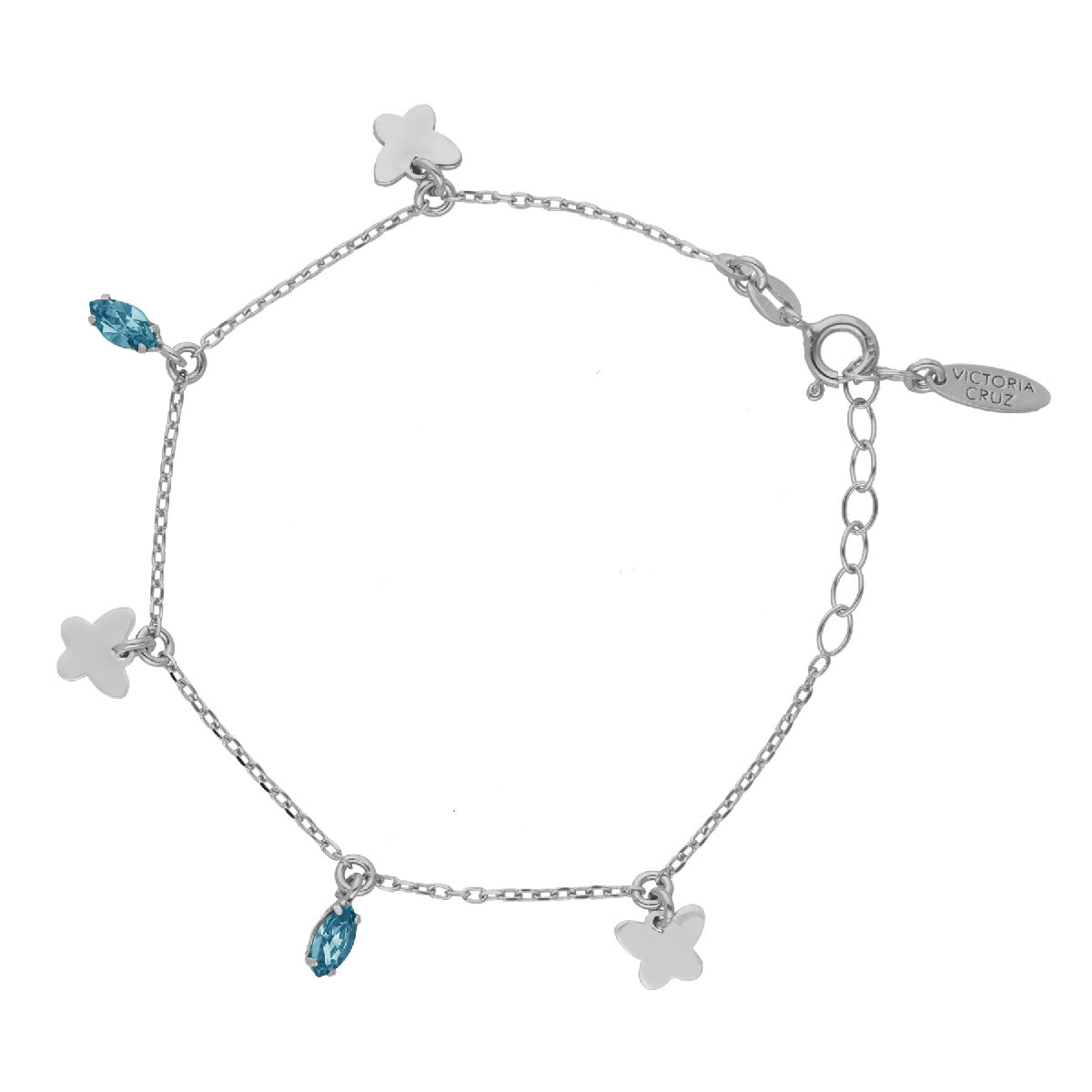 Pulsera mariposas aquamarine de Cynthia Linet de plata