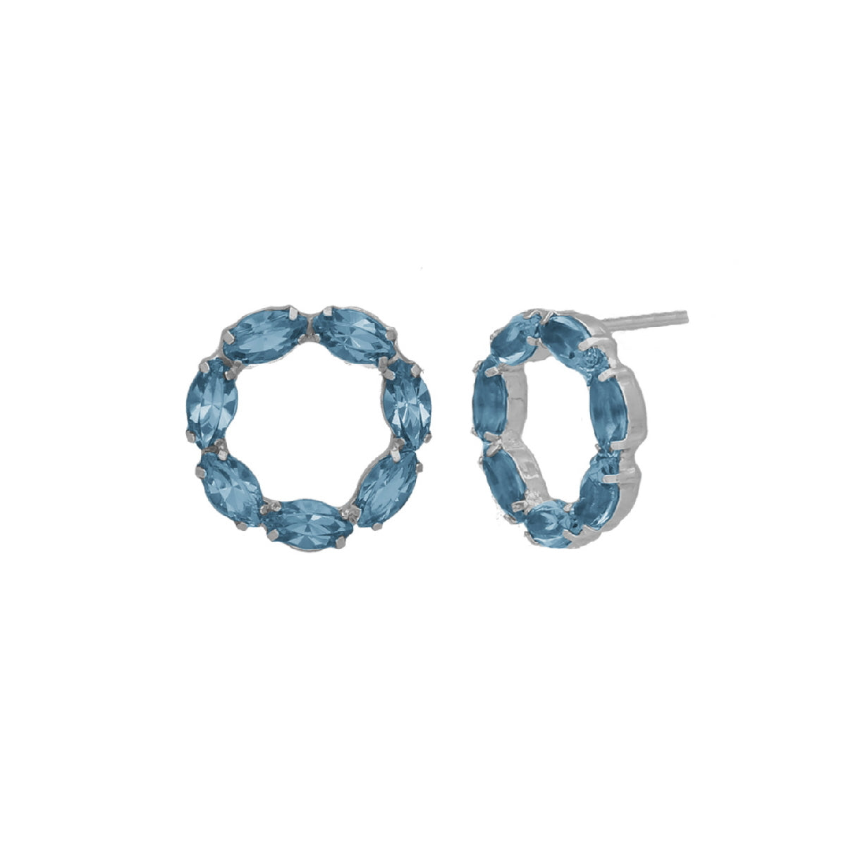 Par de Aros círculo aquamarine de Perpetual elaborado en Plata.