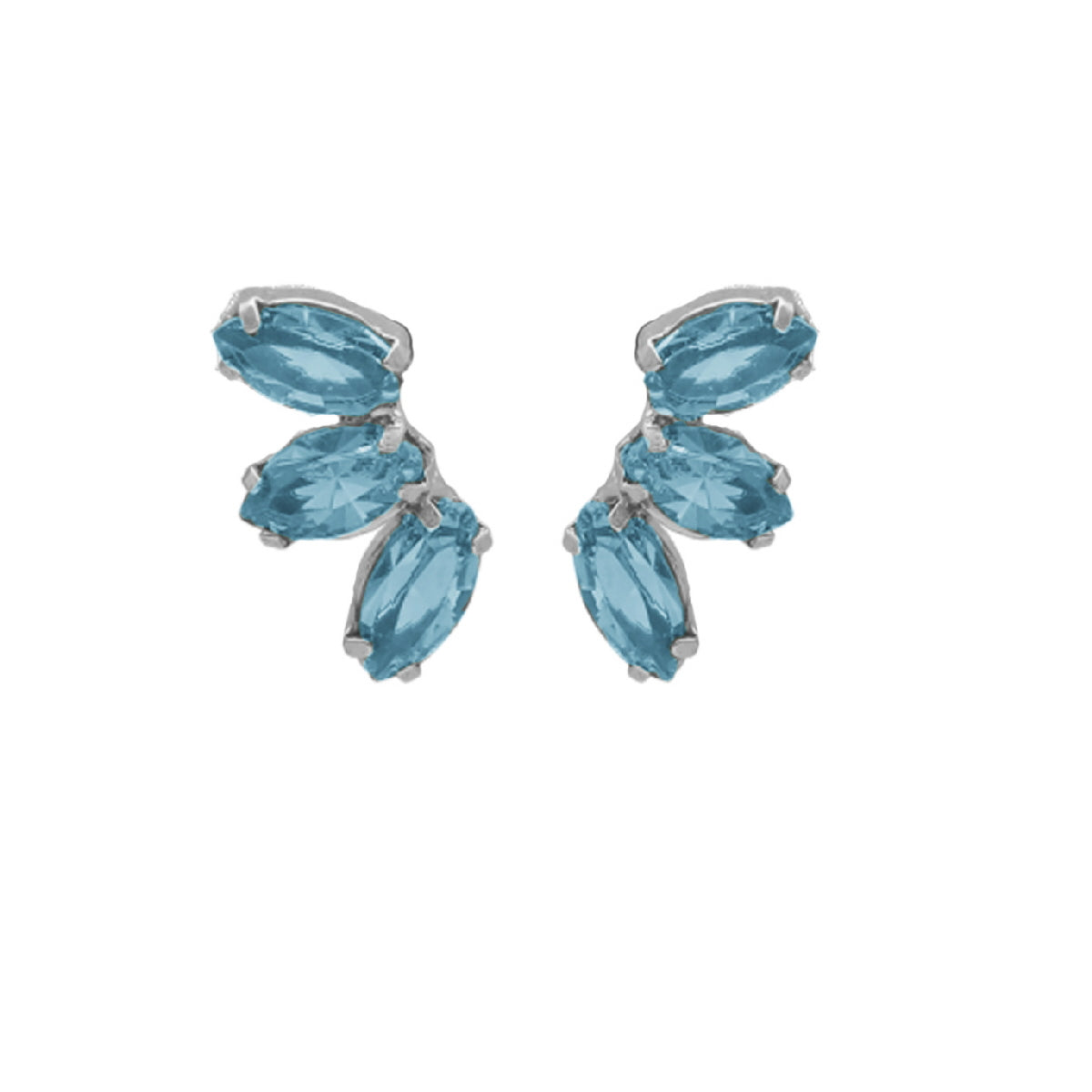 Par de Aros trepador aquamarine de Las Estaciones en Plata.