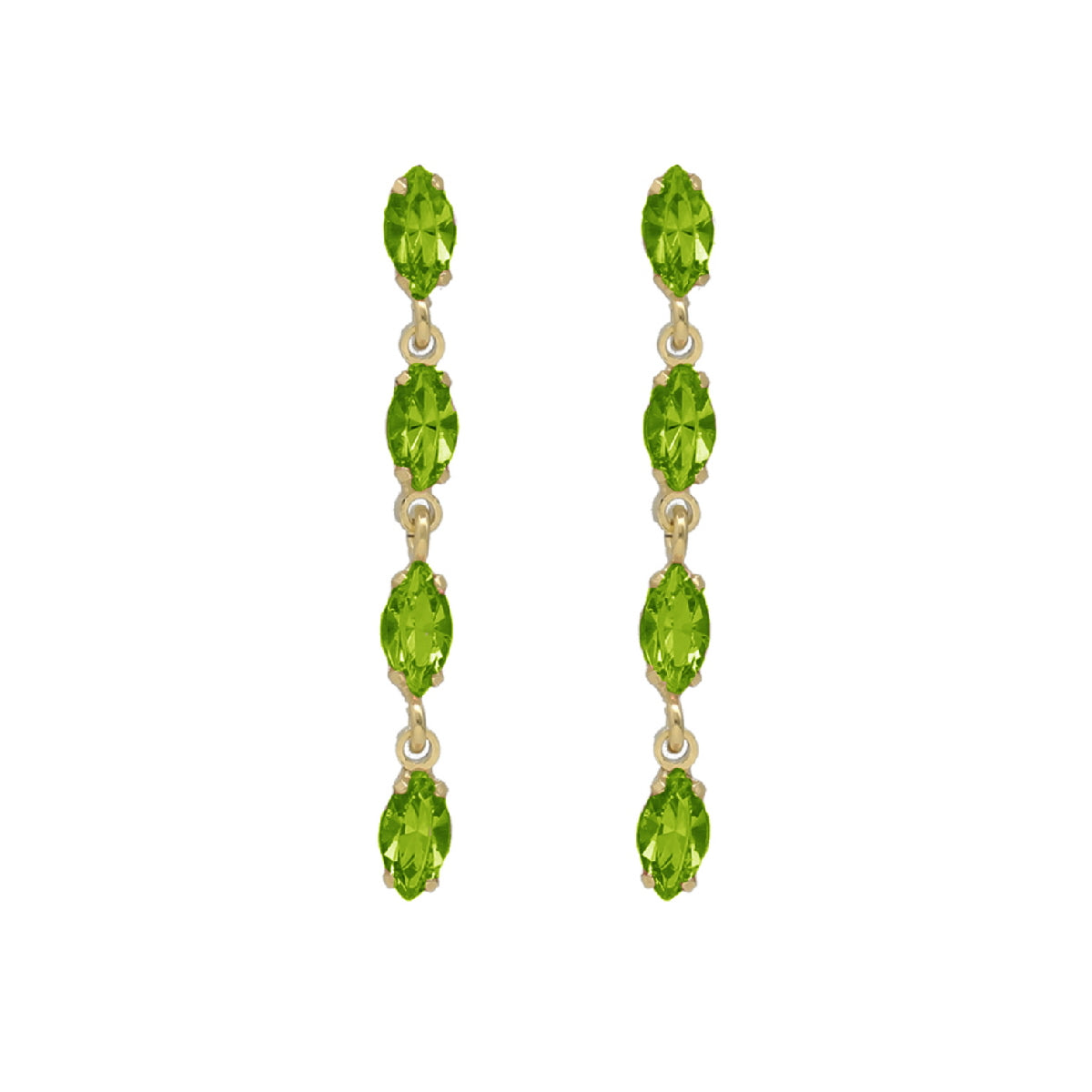 Par de Aros cristales peridot de Las Estaciones bañado en oro.