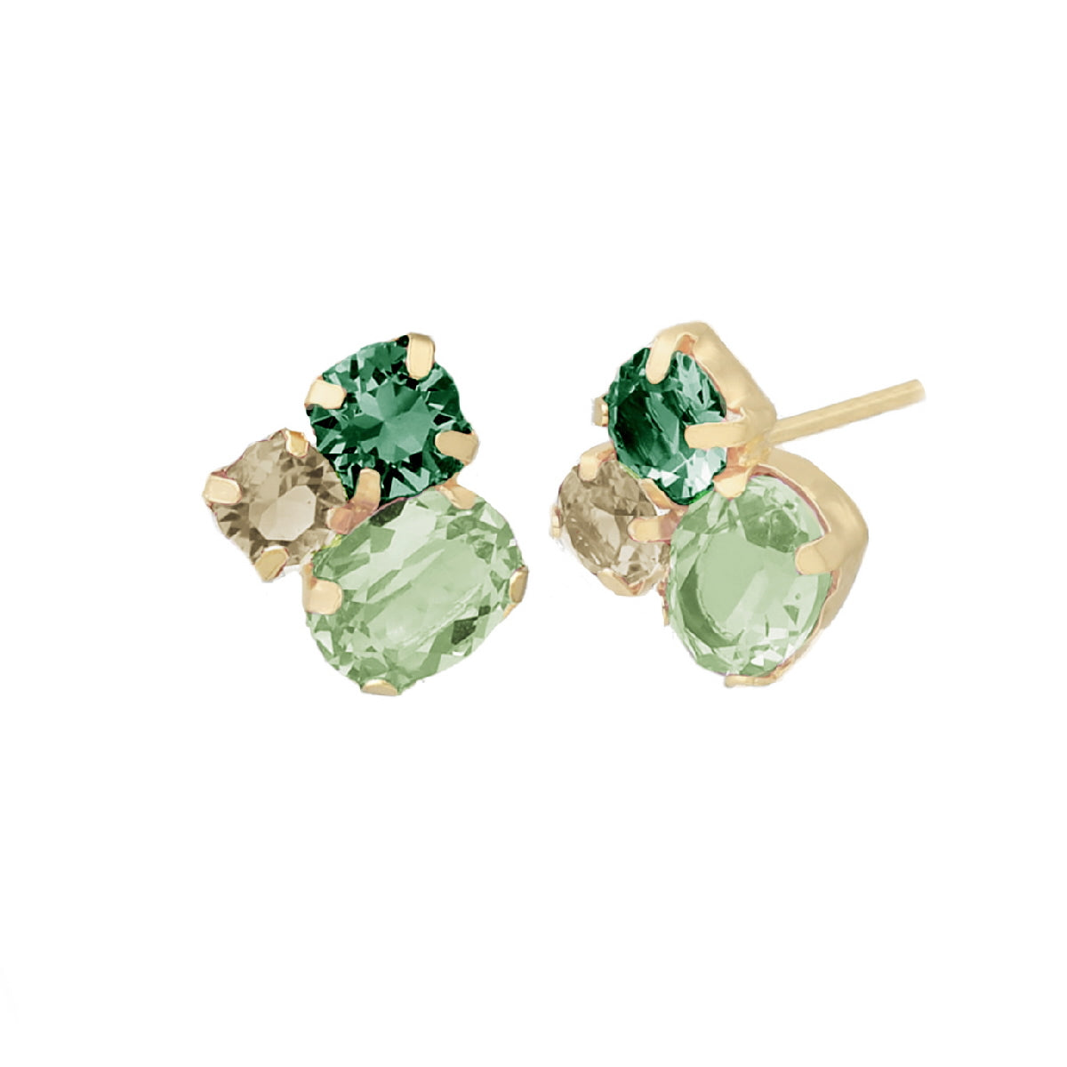 Par de Aros cristales chrysolite de Alexandra bañado en oro.
