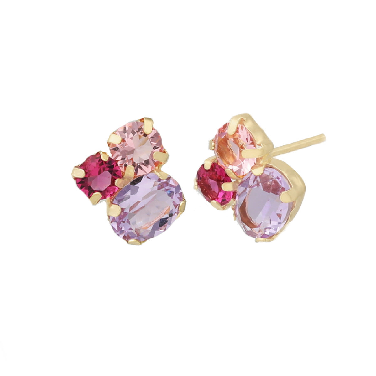 Par de Aros cristales Violet de Alexandra bañado en oro.