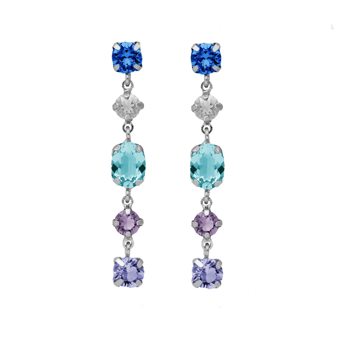 Par de Aros cristales multicolor de Alexandra elaborado en plata.