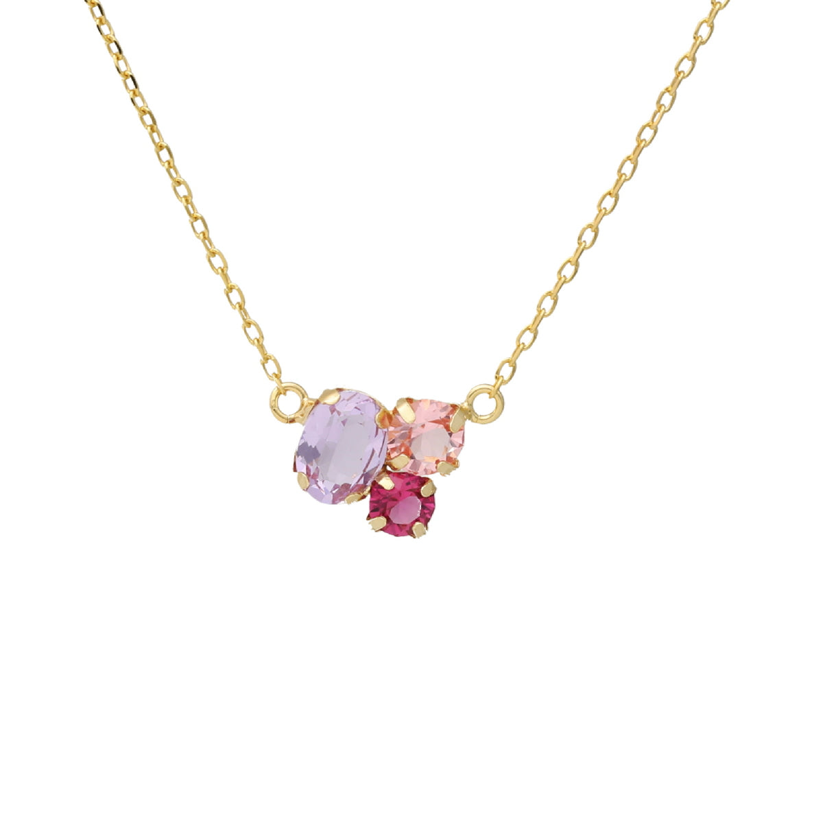 Collar cristales violet de Alexandra bañado en Oro.