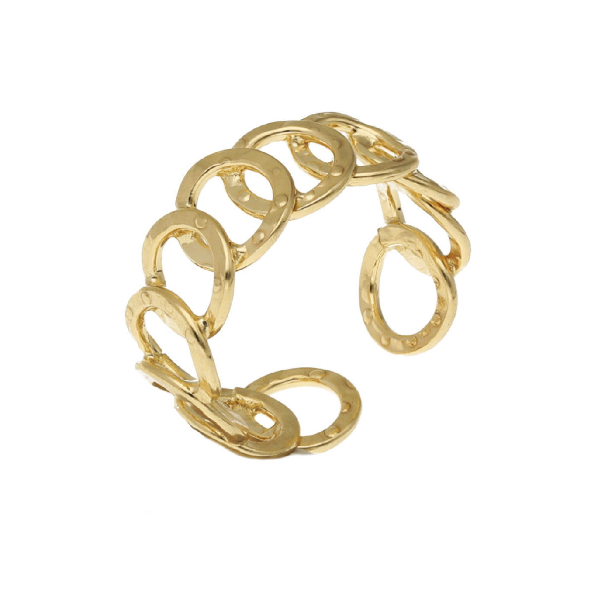 Anillo ajustable eslabones bañado en oro