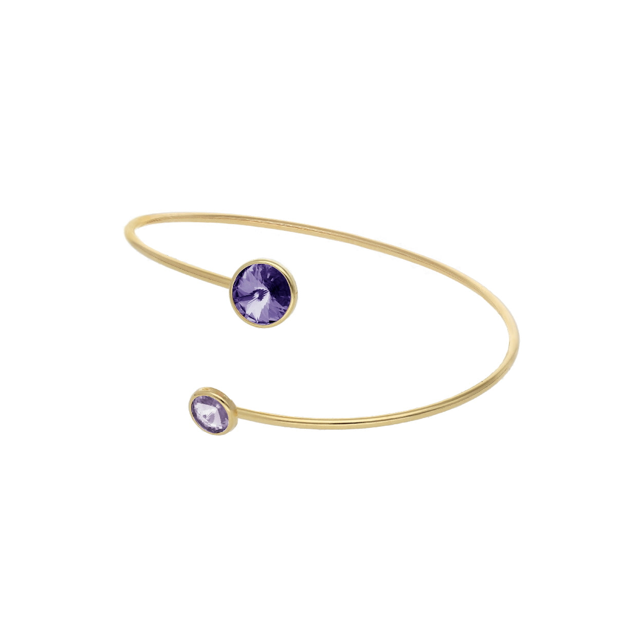 Pulsera brazalete violet y tanzanite XS de Basic bañada en oro
