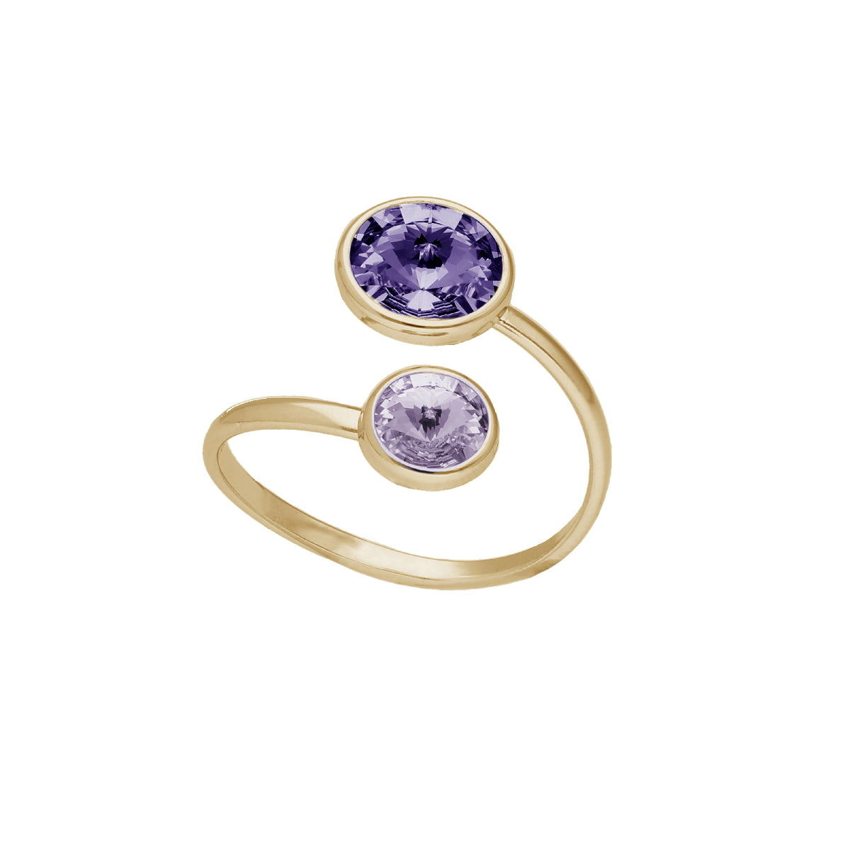Anillo cruzado violet y tanzanite XS de Basic bañado en oro