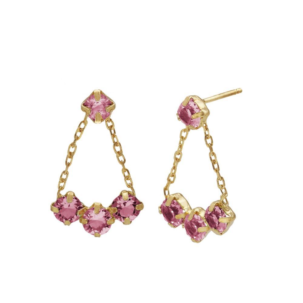 Par de aros cristal rose Jade oro