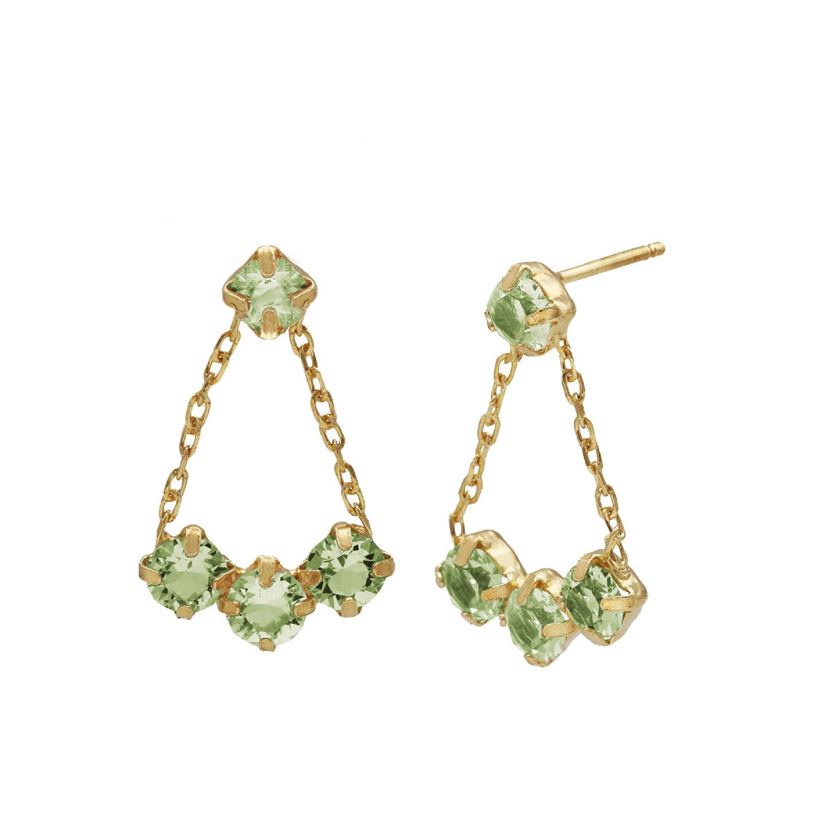 Par de aros cristal chrysolite Jade oro