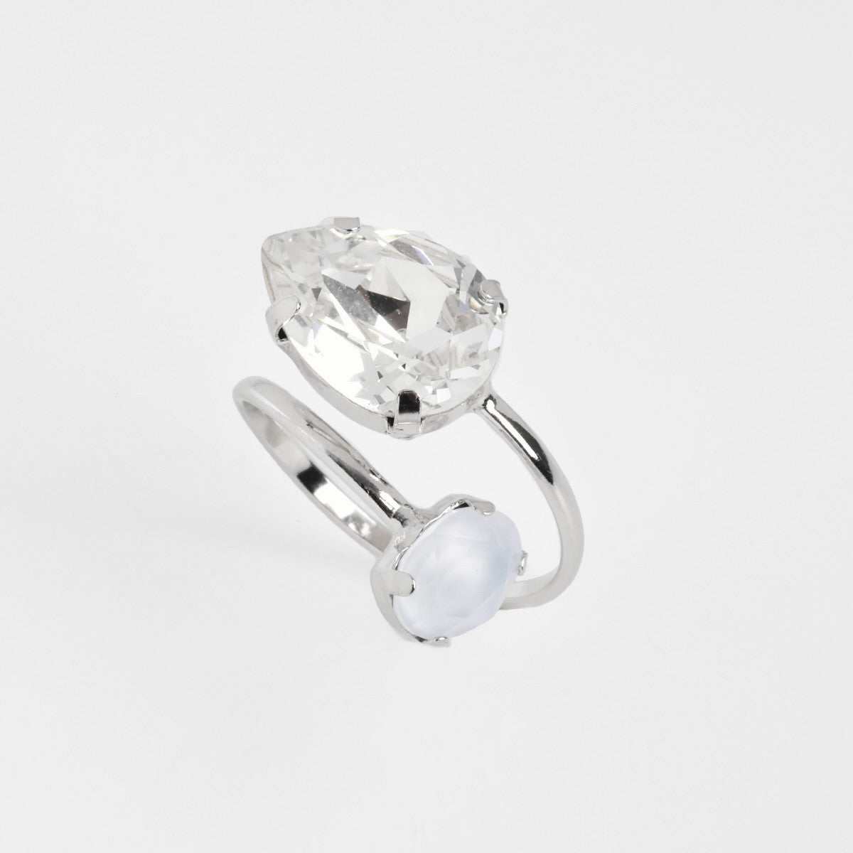 Anillo lágrima crystal Blooming plata