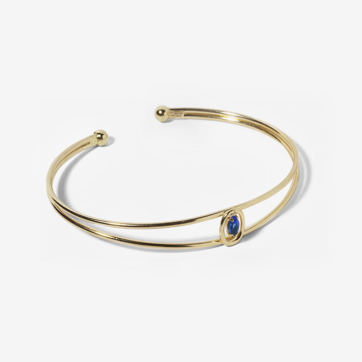 Pulsera caña oval color Sapphire bañada en oro