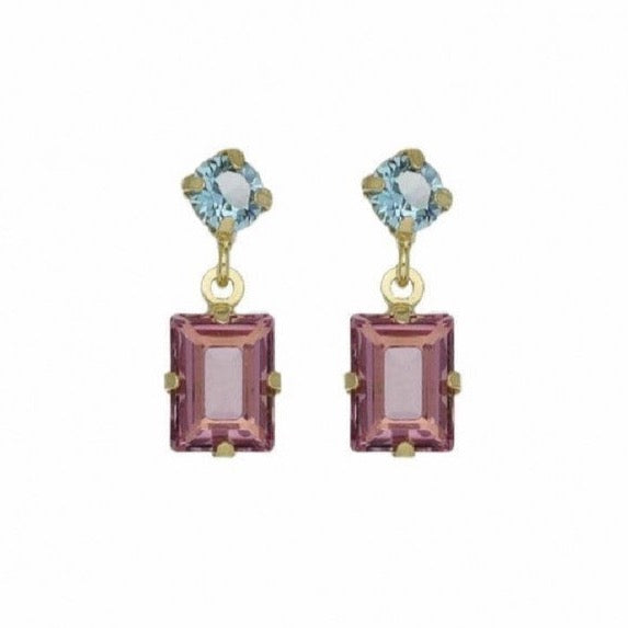 Par de aros Bañados en Oro y Cristales Multicolor Swarovski®