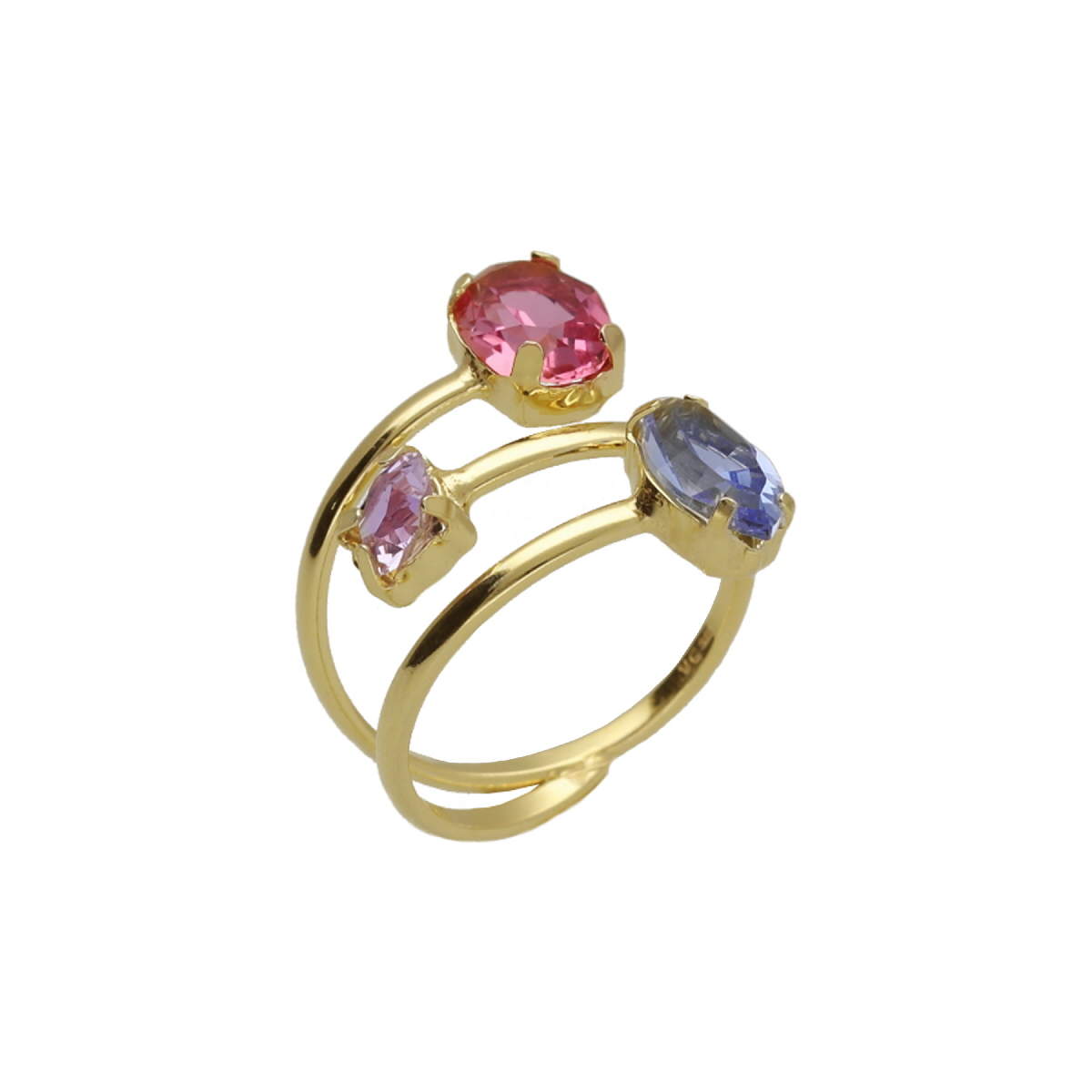 Anillo espiral multicolor Sabina bañado en Oro