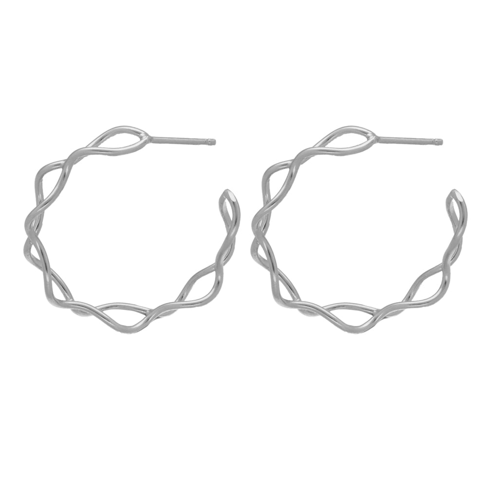 Par de Aros ondas Viena elaborado en plata