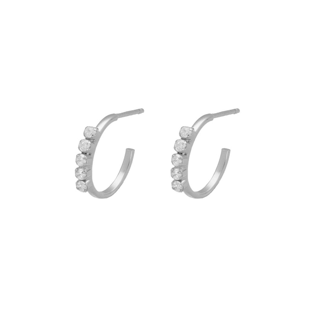 Par de aros mini circonitas de Eunoia elaborados en plata