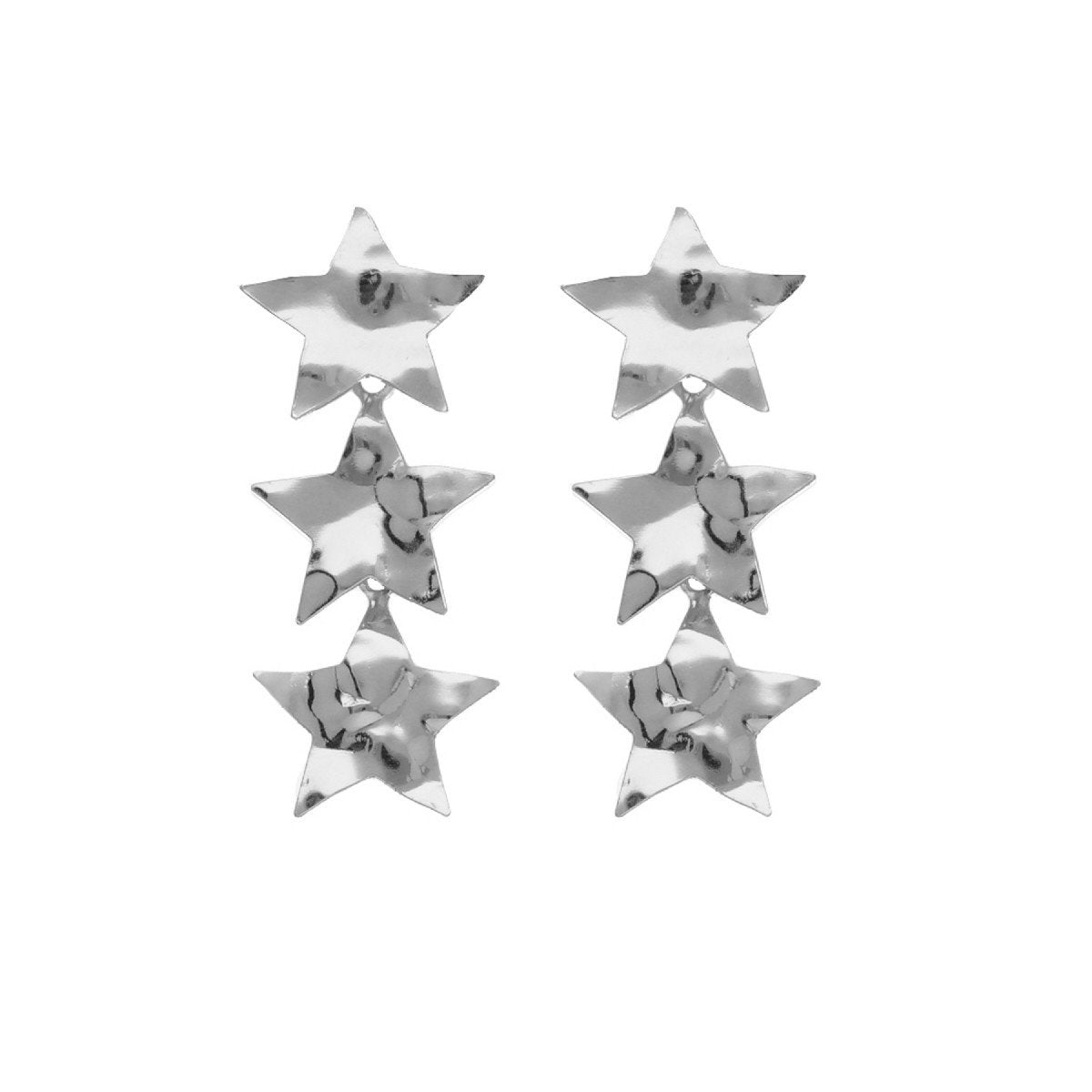 Par de aros estrellas Ghana elaborado en plata