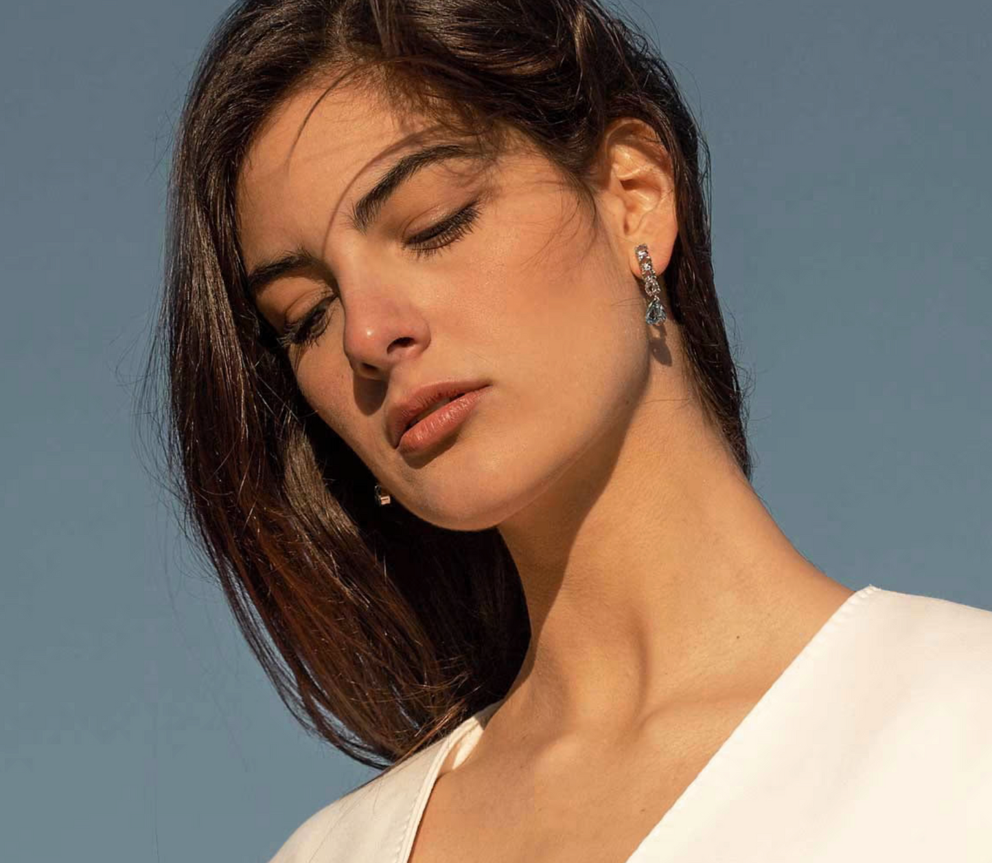 Par de Aros lágrimas denim blue de Transparent de plata