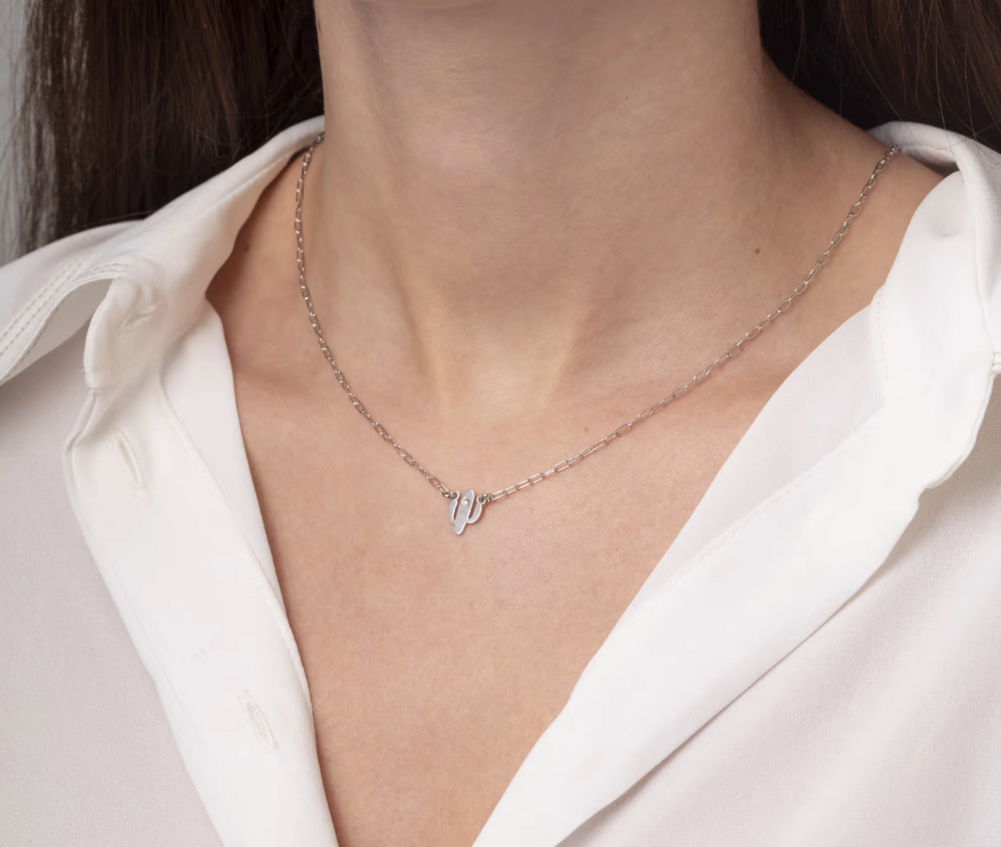 Collar Cactus crystal de Areca de Plata