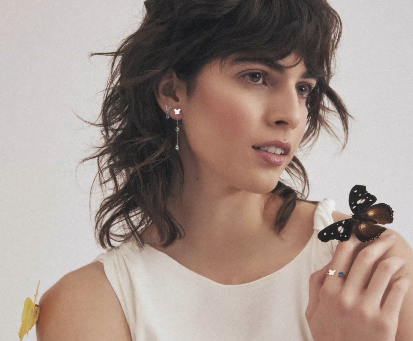 Anillo mariposa aquamarine de Cynthia Linet de plata