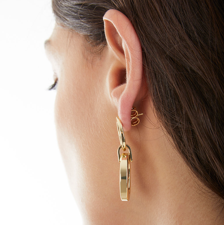 Par de Aros de bronce dorado eslabones