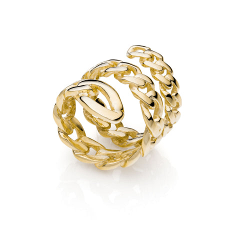 Anillo espiral en cadena dorada Unoaerre