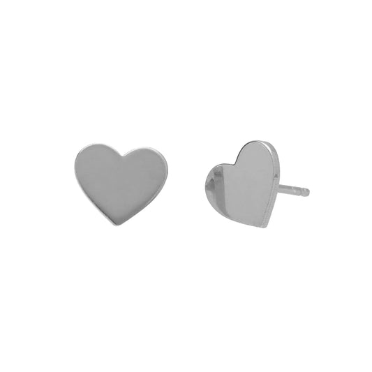 Par de aros  botón corazón en Plata de Sincerely