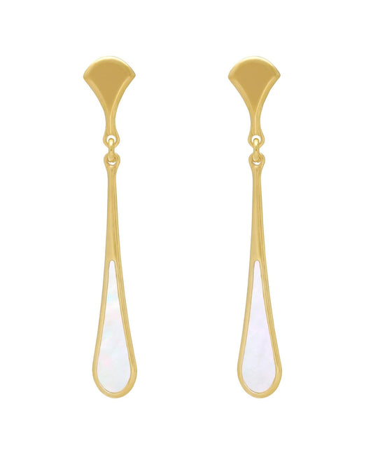 Par de Aros largos gota Mum's Break nácar Baño de oro 18k