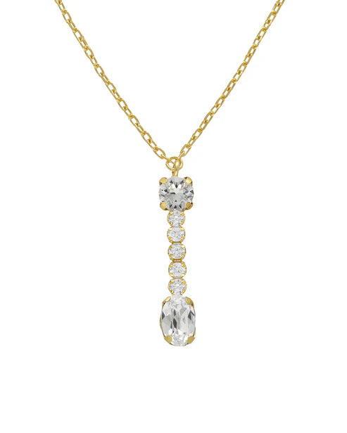 Collar corto Lieve con cristal riviere blanco en Plata