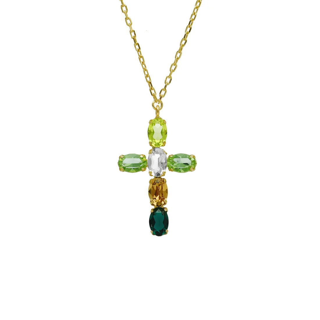 Collar corto Harmony cruz cristal en Plata baño Oro