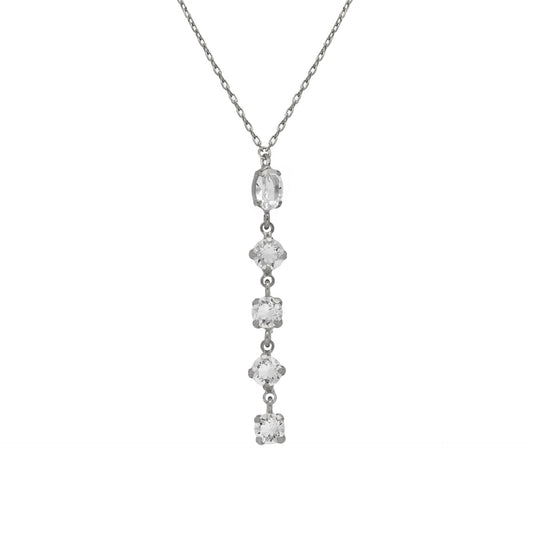 Collar largo Buenos Días con cristal en Plata