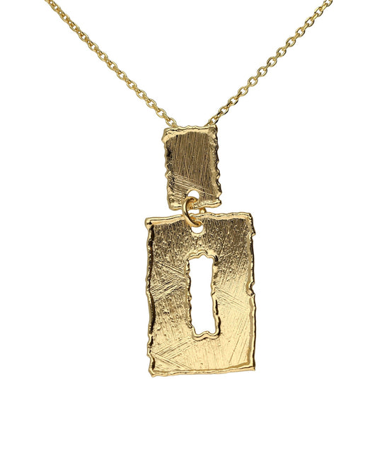 Collar corto textura rectángulo Alaska en Plata baño de oro