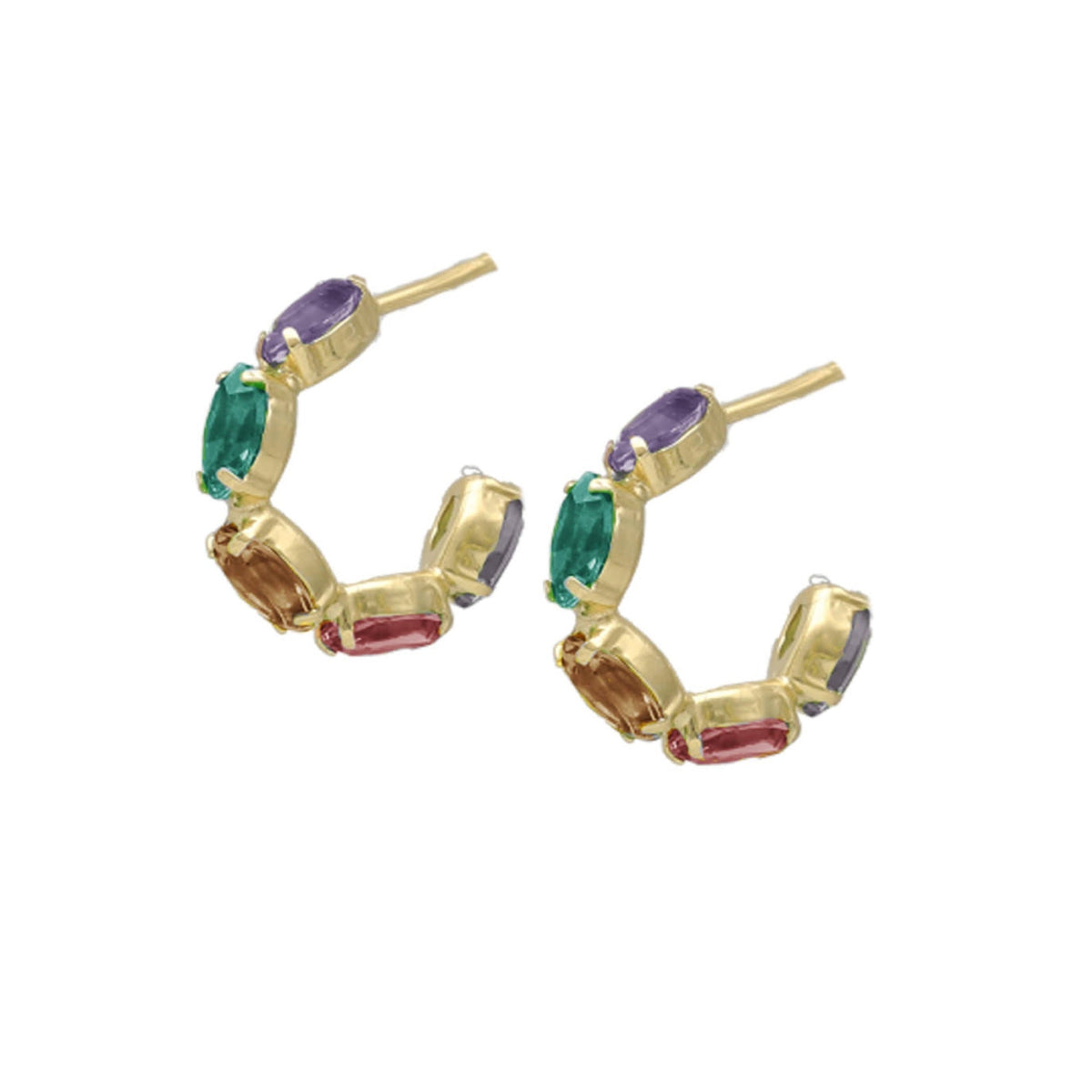 Par de Aros Arisa cristal 14mm en
Plata baño Oro (Multicolor)