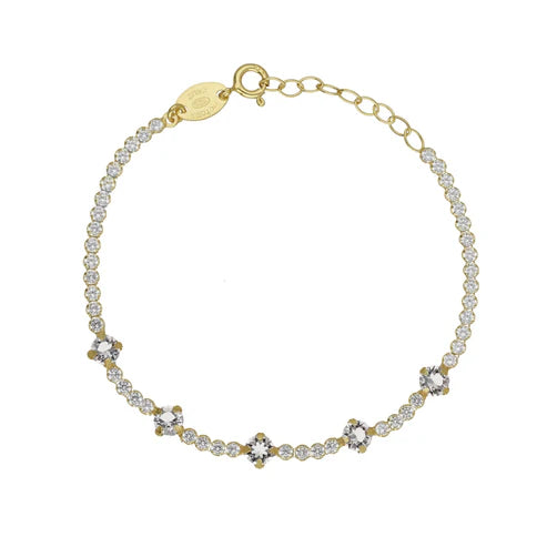 Pulsera Halo cristales riviere en Plata
