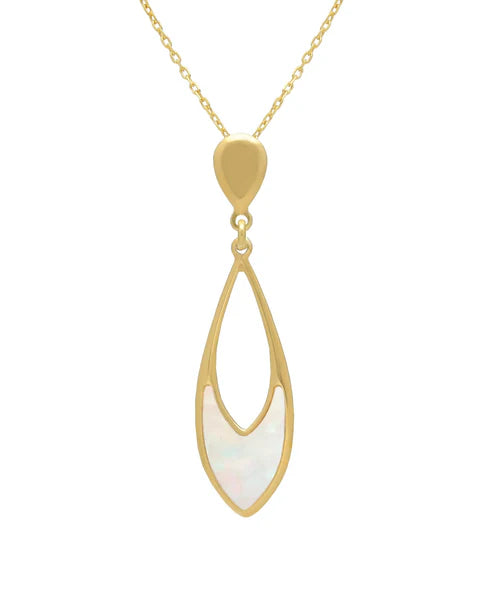 Collar largo lágrima Mum's Break nácar Baño de oro 18k