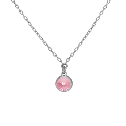 Collar corto 7mm círculo cristal en Plata baño rodio de Basic