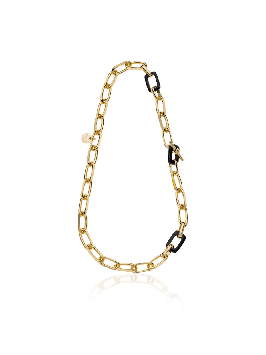 Collar de cadena Forzatina y ónix negro natural
