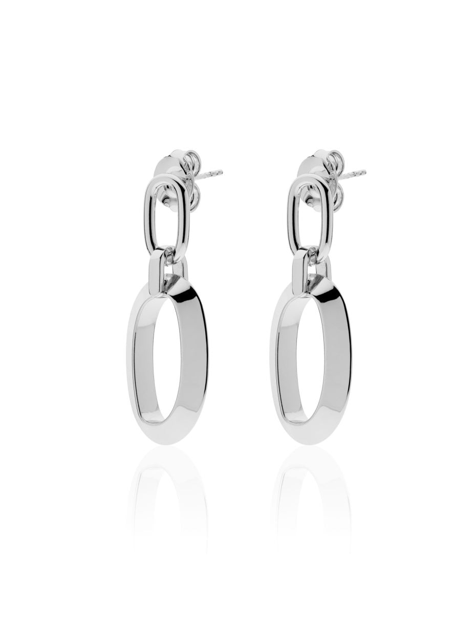 Par de Aros  de cadena ovalada de plata