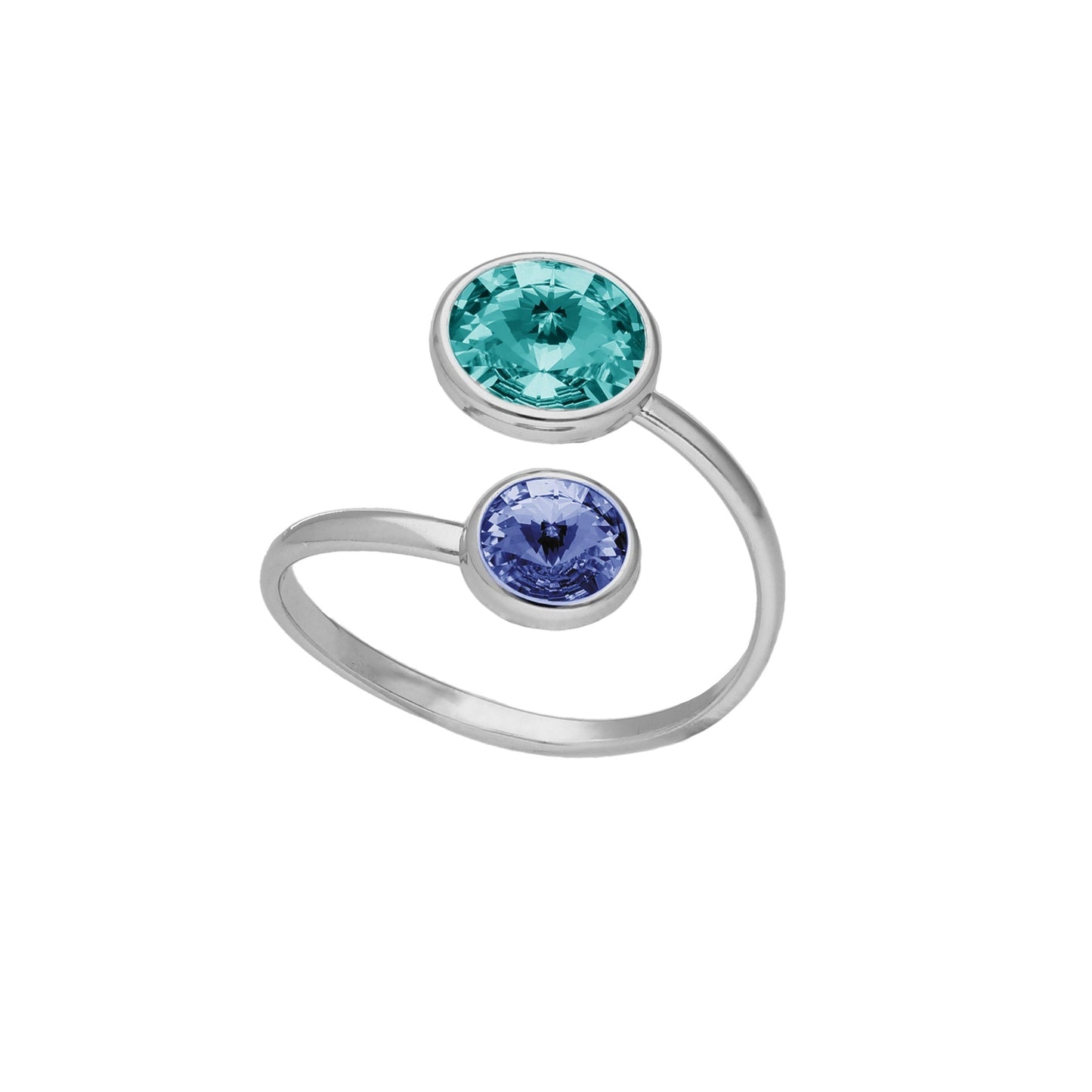 Anillo ajustable Basic 7 y 9mm cristal en Plata baño rodio