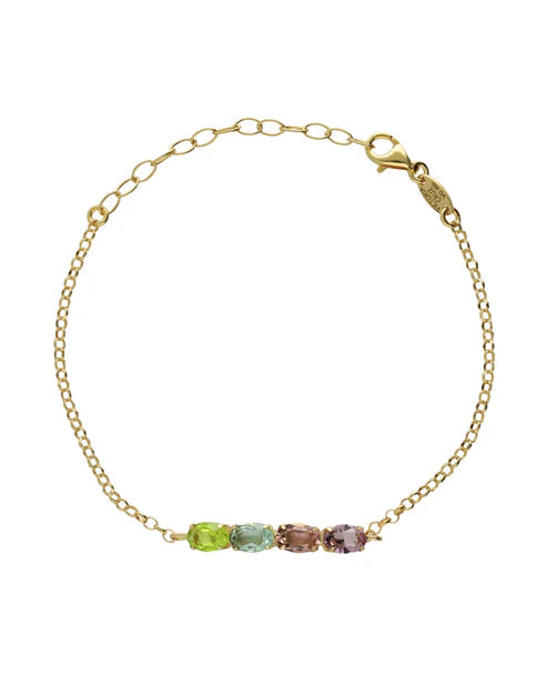 Pulsera Amalfi con cristal multicolor en Plata baño Oro
